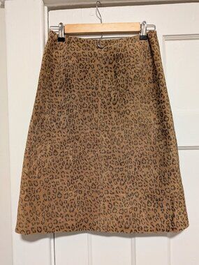 Leather Leopard Print Skirt